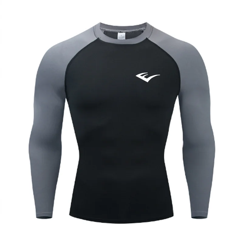 Herren Rundhals Schnelltrocknend Langarm Kompressions-Sportshirt Fitness Enganliegendes T-Shirt Laufshirt Casual Frühling Und Herbst – Detail 8