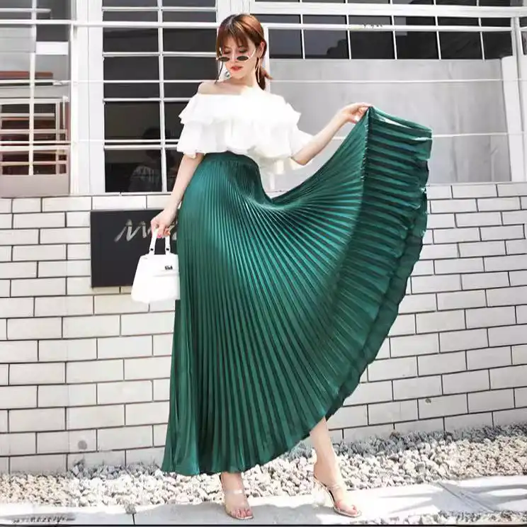 

2024 New High Waist A-line Skirt Slim Temperament Drape Satin Joker Fishtail Skirt Pleated Skirt