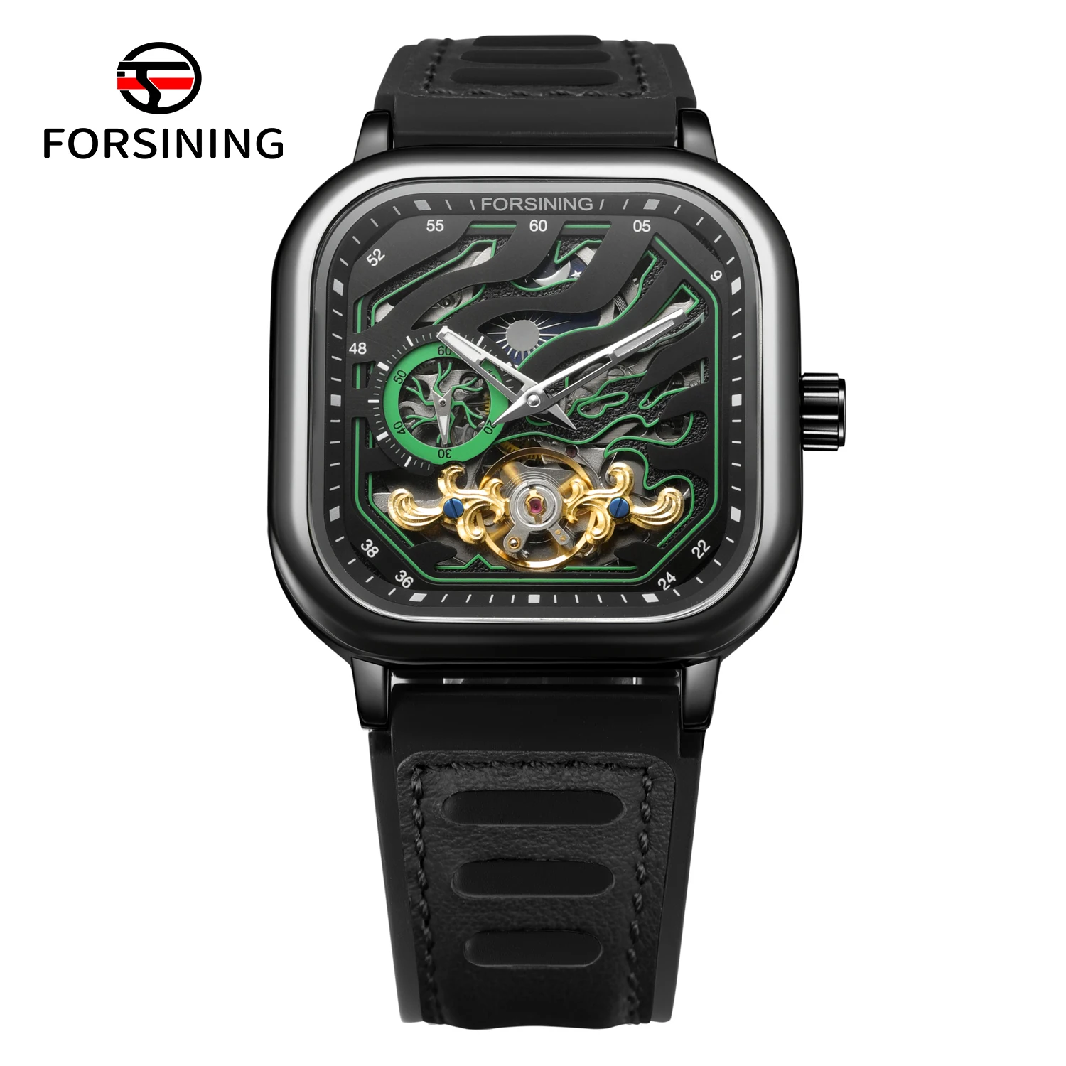 2025 New Design Custom Classic Stylish Business Skeleton Mechanical Watch with Logo Water-Resistant 41MM Square Automatic Watch