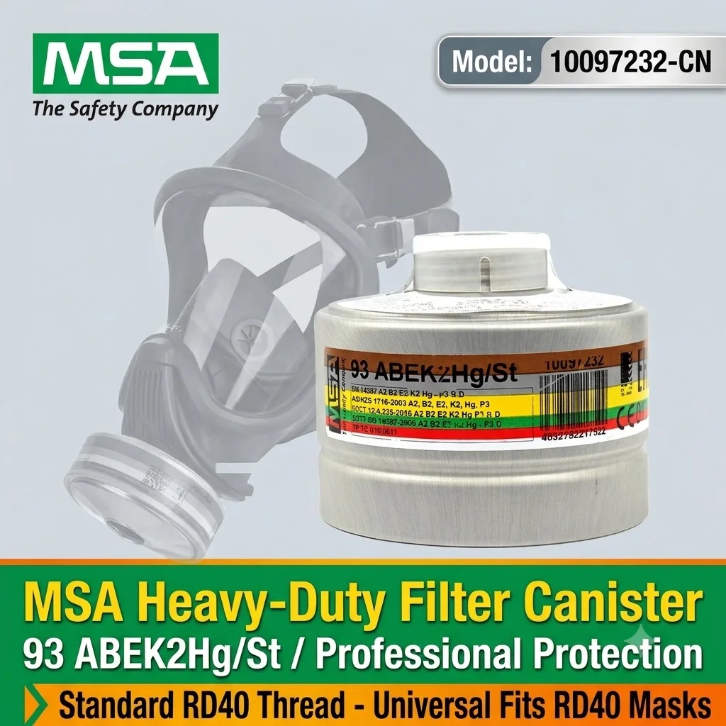 MSA 93 ABEK2-Hg/St Rd40 Gas Mask Filter Canister A2B2E2K2 Hg P3 Industrial Safety Chemical Respirator Cartridge for 3S 410