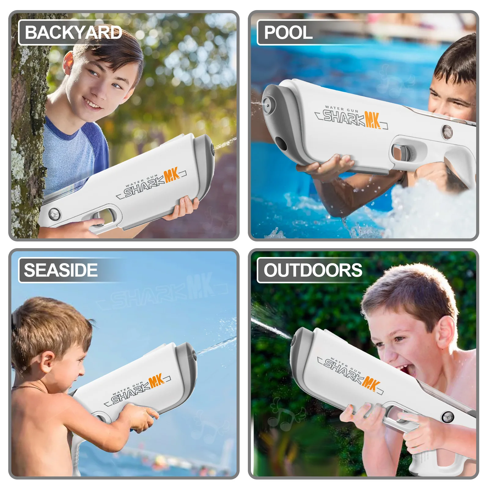 مسدسات المياه الكهربائية مع لهب كمامة واقعي، مسدسات بخ عالية السعة للصيف في الهواء الطلق على الشاطئ وحمام السباحة، لعبة هدية للحفلات #6