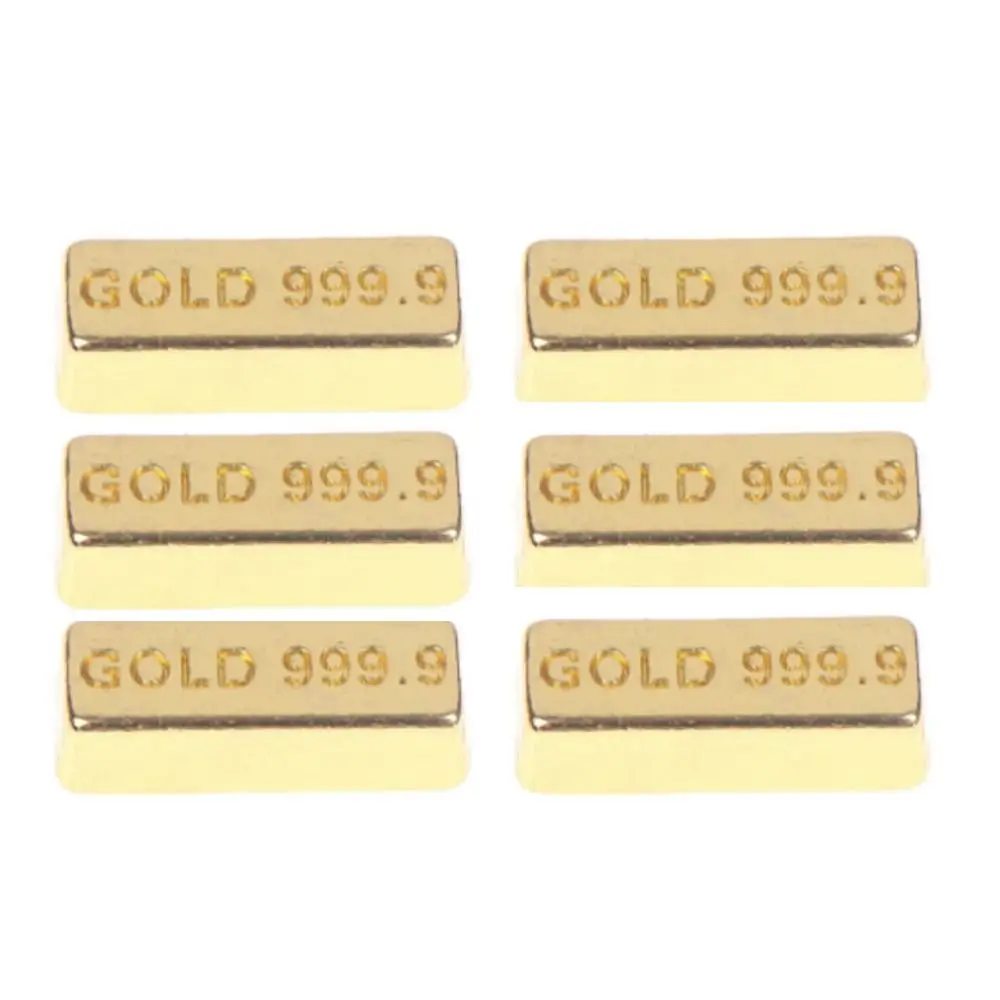 6pcs Realistic Pretend Miniature Gold Bars Mini Ornaments House Accessories Gold Bar Model Glossy 1:12 Dollhouse Gold Bars