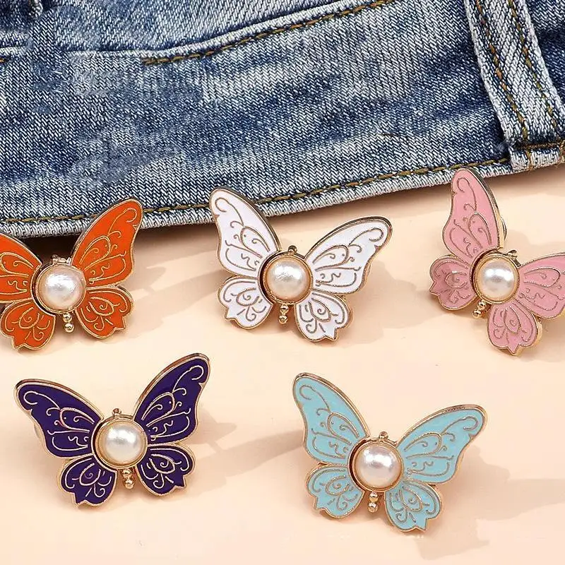Stylish Butterfly Jeans Waist Adjuster Buckle Adjustable Detachable Pant Waist Tightener Clips for Skirts Dress Women