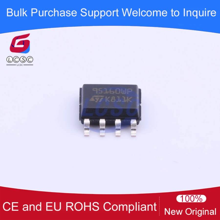 

M95160-WMN6TP 95160WP SO-8 16-Kbit Serial SPI Bus EEPROM High-speed Clock Memory IC Chip 10Pcs/Pack