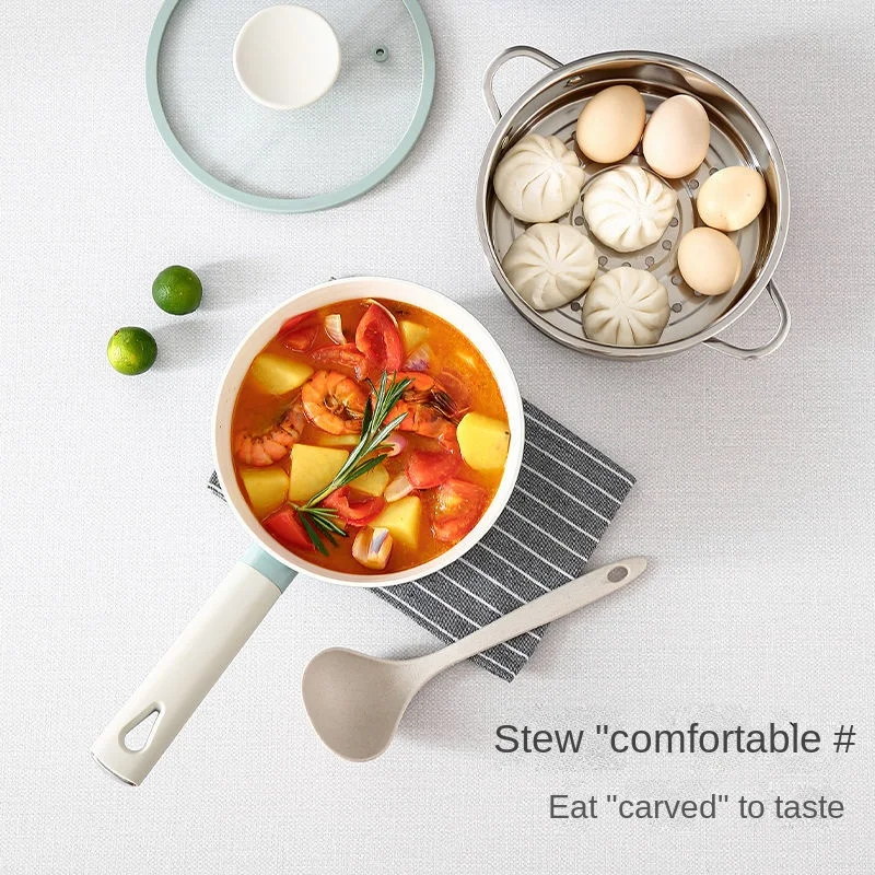 Ceramic Food-aid Pot Non-stick Milk Pan Frying One Small Baby Children Instant Noodle Soup Pot Household Induction Cooker