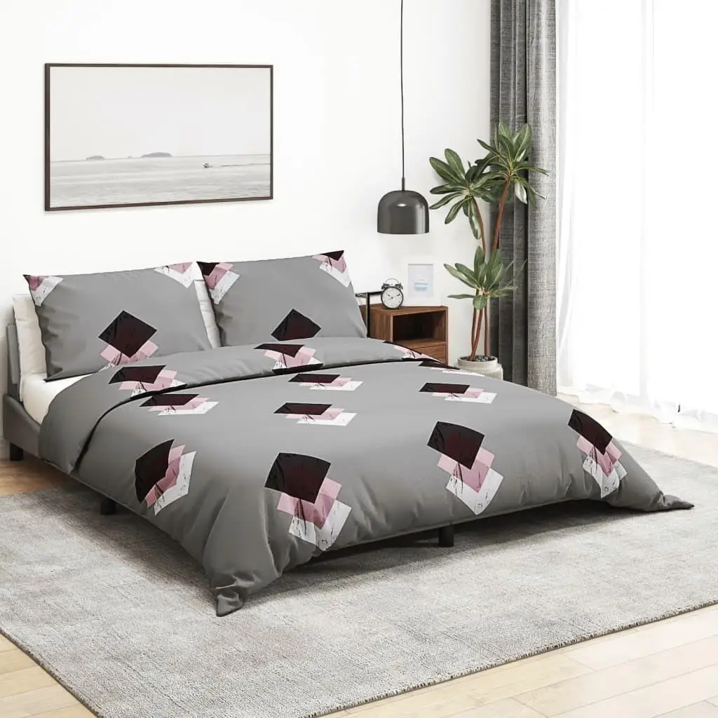 Luxury Grey Cotton Duvet Cover Set 260x240 cm - Soft, Breathable & Elegant Bedding