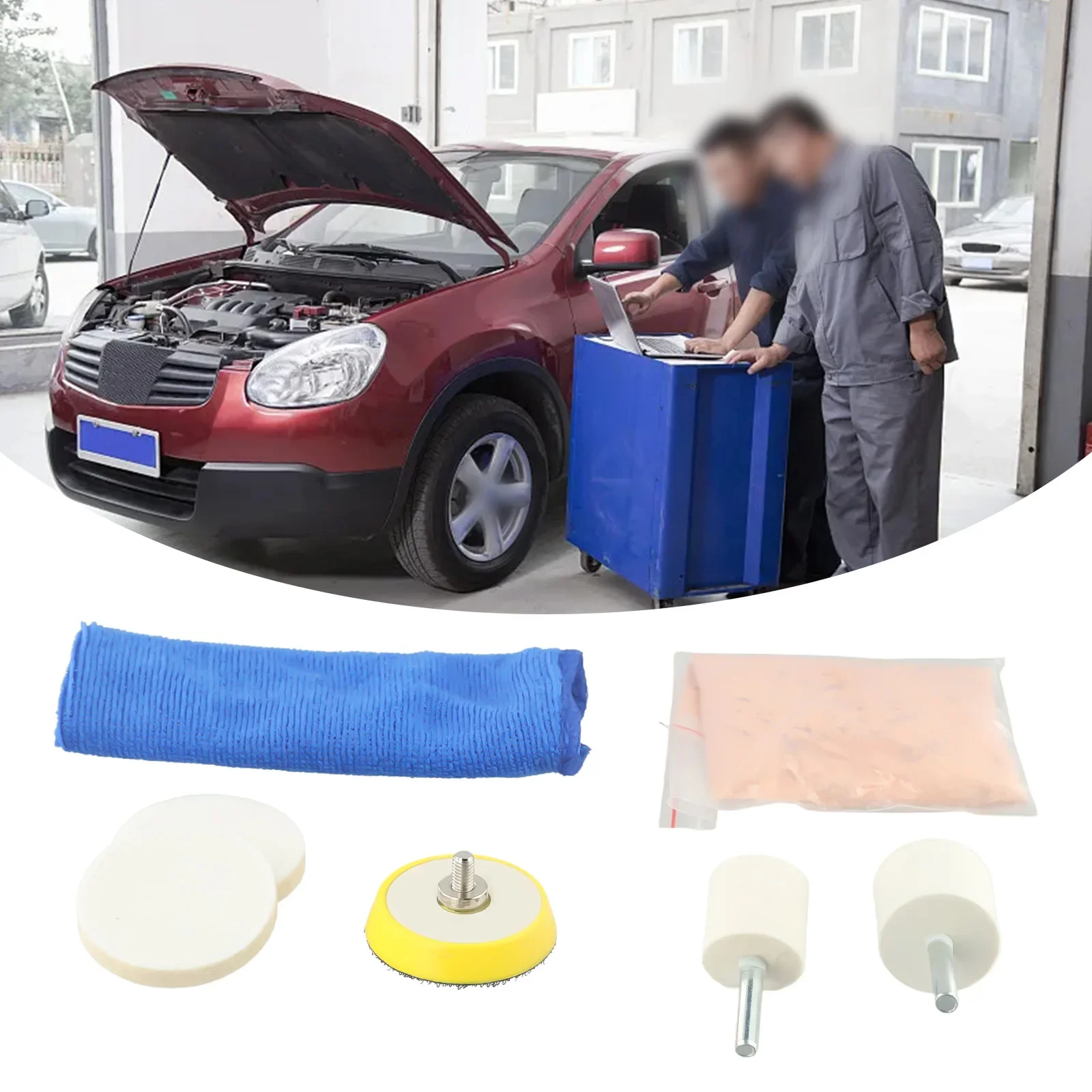 Kit completo de eliminación de arañazos para parabrisas de coche, para pulir vidrio, con 50g de óxido de cerio y 2 almohadillas de lana