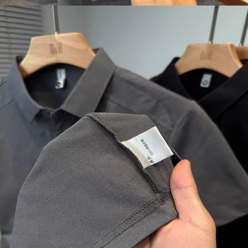 New summer men's high-quality sweat absorbing short sleeved polo shirt, fashionable, casual, breathable, cool, versatile T-shirt