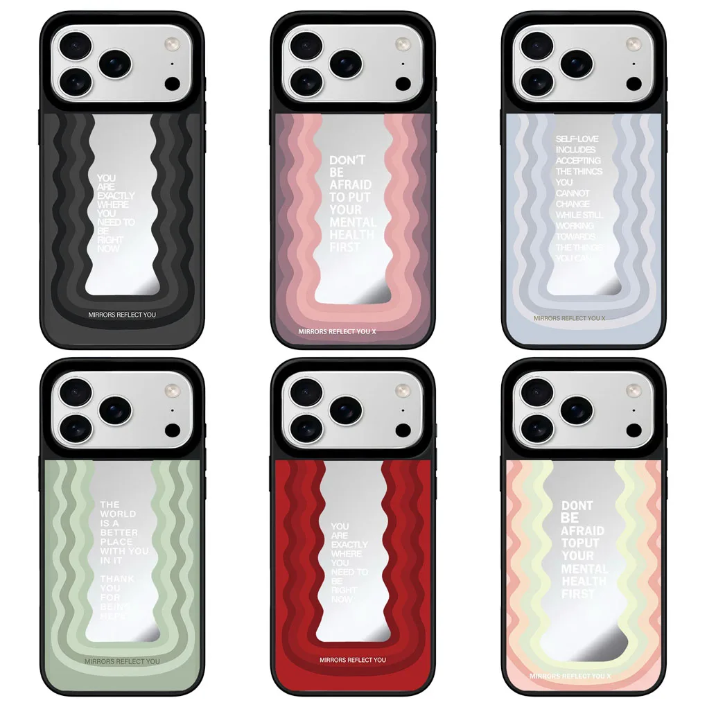 

Wave Mirror Surface Black Border Magnetic Phone Case Cover for IPhone 12 13 14 15 16 17 Pro Max Case