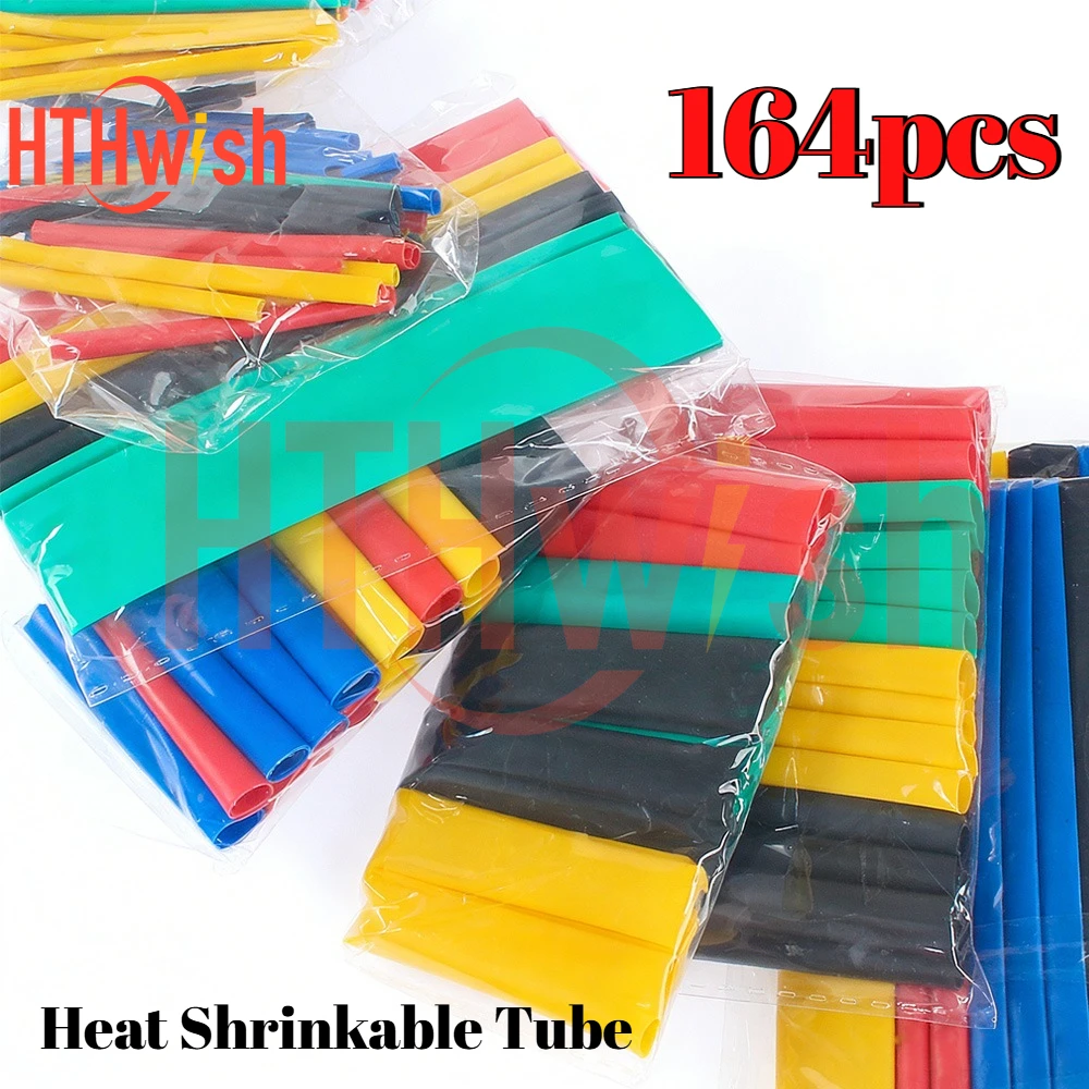 164PCS Colorful Heat Shrink Tubing Kit 2:1 Ratio Insulation Sleeving Assortment Electrical Cable Wire Wrap Repair Set