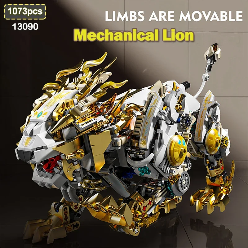 

1073pcs Mechanical Lion MOC Building Blocks With Movable Parts DIY Boys Assembly Animal Ornament Mini Model Bricks Adults Gifts