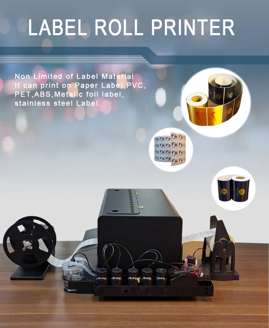 A3 33CMSize Roll to Roll Inkjet Label Printing Machine Roll Sticker Printer UV Color Label Printer with Varnish Function