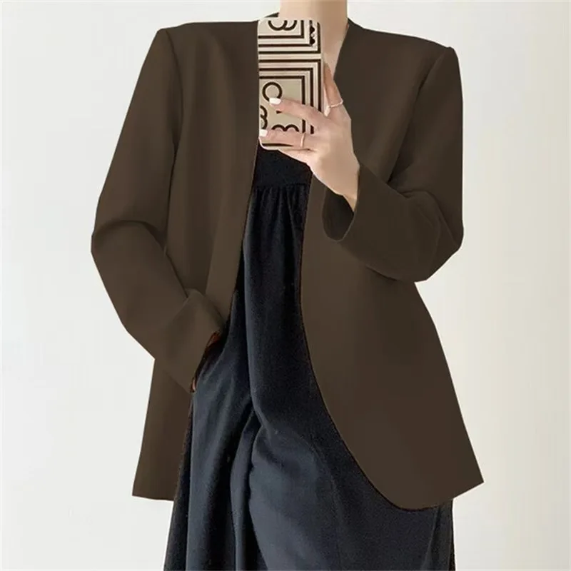 HKSH Autunno Nuove Donne Blazer di Colore Solido Manica Lunga Stile Semplice Elegante Moda High Street Tide Chic Office Lady Cappotto HK10215