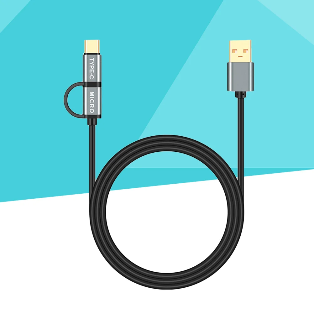 2 In Reinforced Shell Data Cable USB Type Cord Black Charging PVC Material Gold-plated