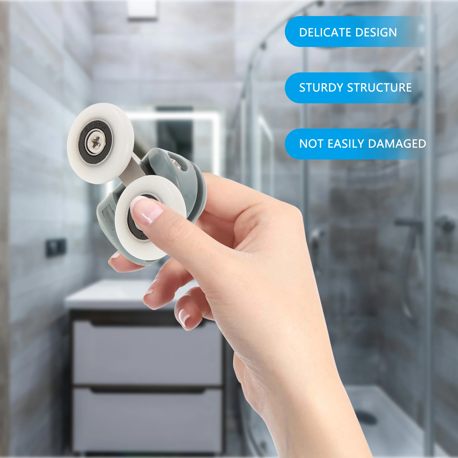 

4pcs Bathroom High Precision Trolley Assembly Wheel Heavy Duty Roller Sliding Door Replacement Roller Trolley Hardware Bearings