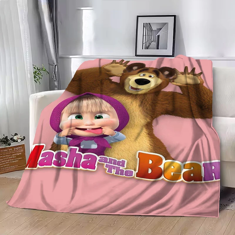 

Cartoon M-Masha And The B-Bear Blanket Fluffy Soft Blankets for Winter Luxury Designer Bedding Catnap Throwing Office Downy Knee