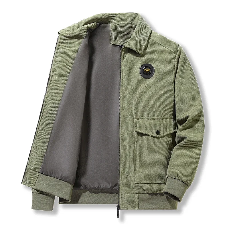 Autumn And Winter Men's Coat Loose Version Warm Nostalgic Casual Dress Corduroy Jacket On Clothes Coat
