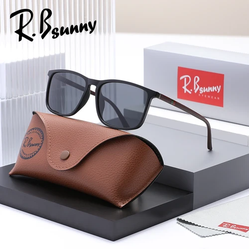 RBsunny marca gafas de sol polarizadas hombres mujeres marco Retro UV400 gafas hombre rectángulo casual pesca gafas de conducción al aire libre