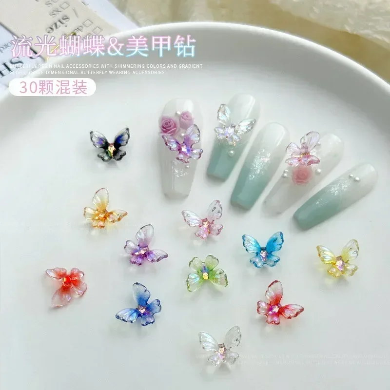 الملونة التدرج الراتنج الجليد شفافة فراشة مسمار التدريبات مسمار الفن زينة DIY بها بنفسك مانيكير أداة الملحقات بالجملة