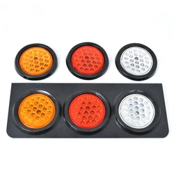 2PCS Truck 24V LED Single Light Semi Trailer Taillight 14CM Round Tail Light Yellow Red White Lamp