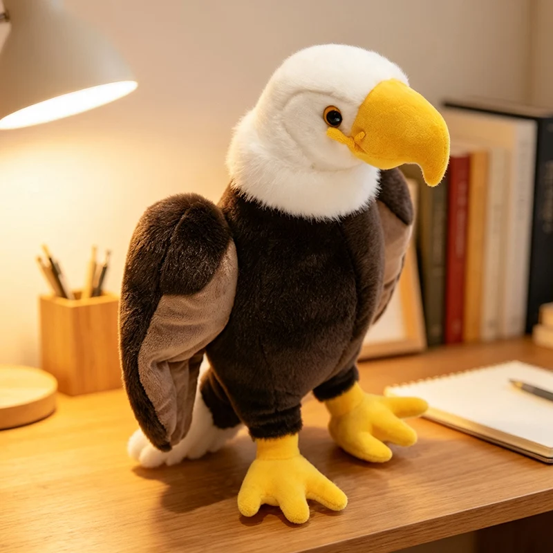2 Sizes Simulation Bald Eagle Doll Stuffed Standing Bird Animal Plushie Home Decoration Man Gift