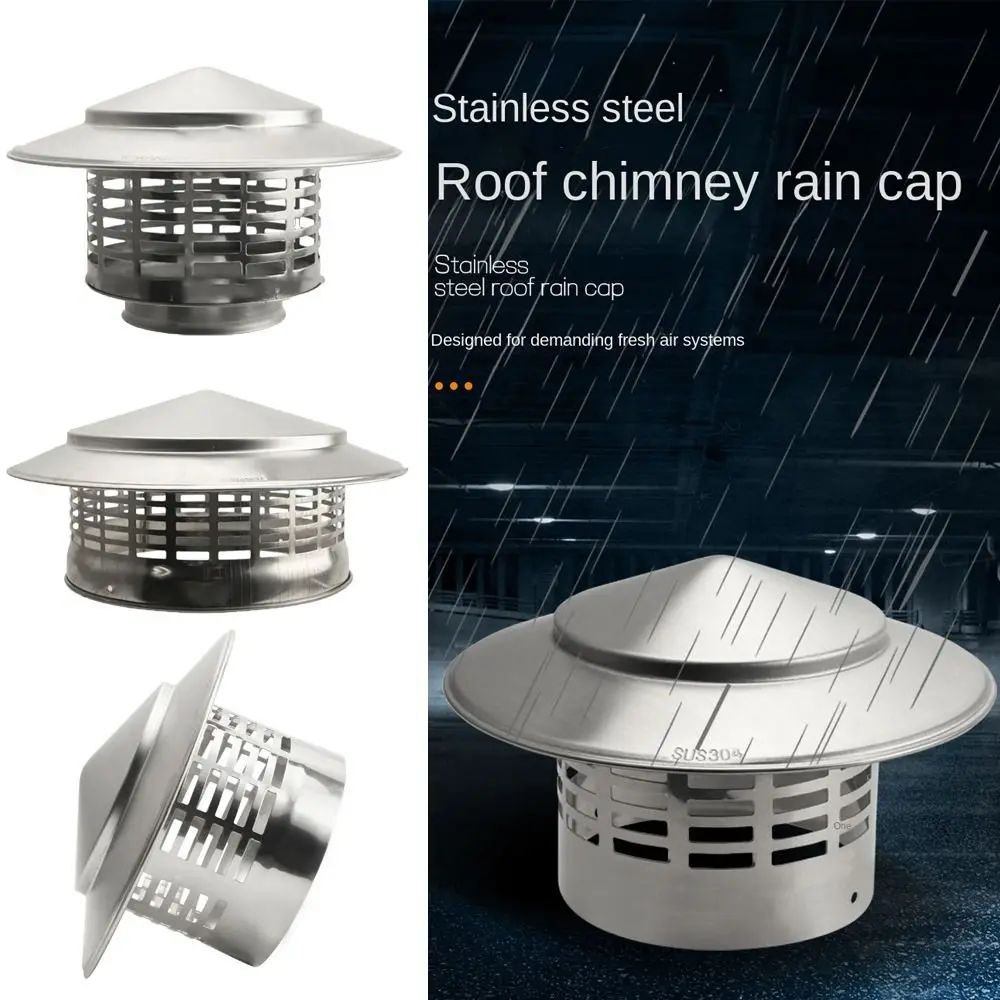 75-200mm Stainles Steel Chimney Cap Exterior Wall Ventilation System Air Outlet Rain Pipe Cap Roof Duct Vent