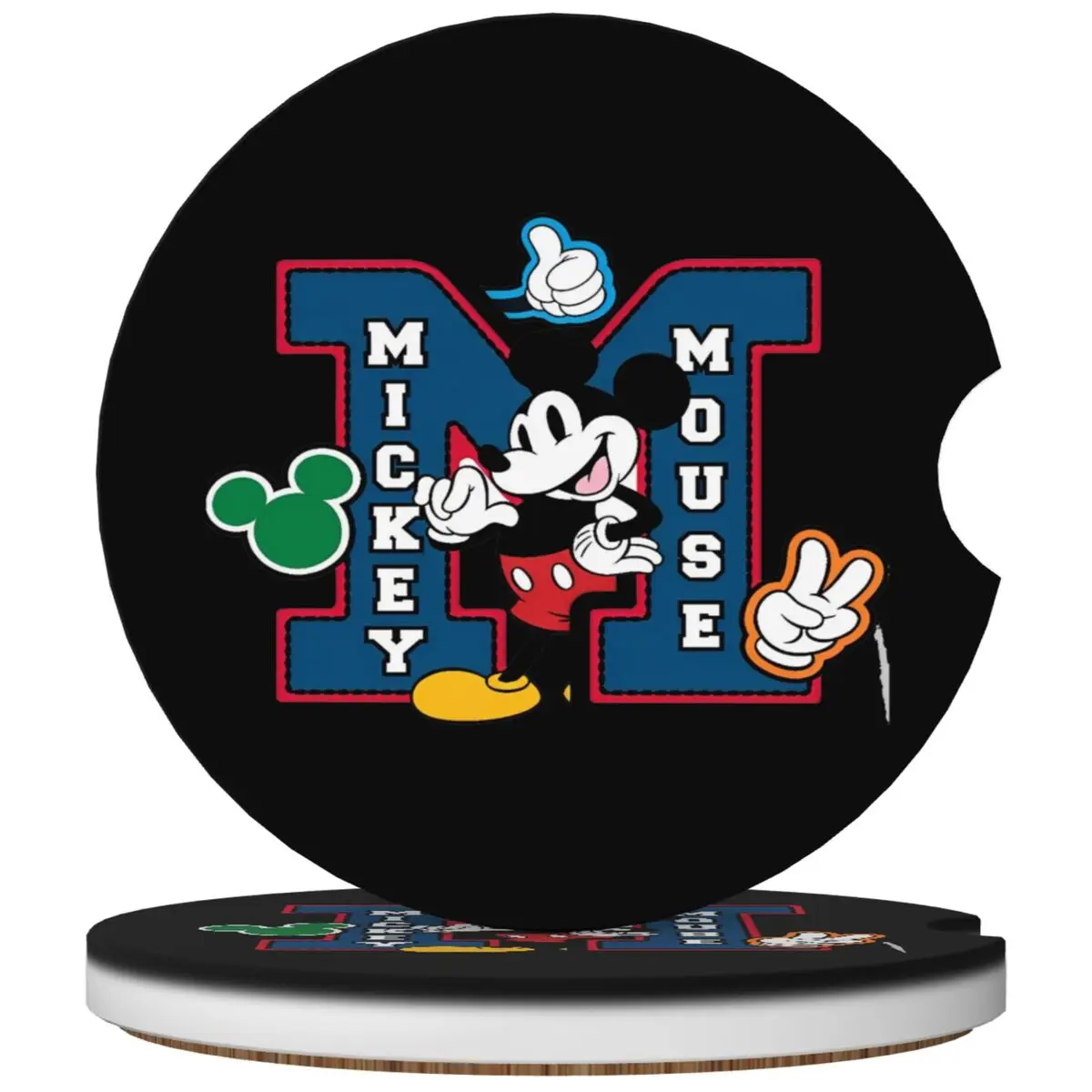 2PCS Mickey Mouse Car Cup Coaste Universal Auto Mickey Mouse Disney Minnie Cup Holder Embedded in Ornaments Ceramic Coaster