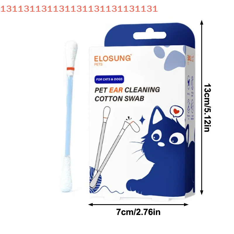 50 قطعة من مسحات القطن لتنظيف أذن الحيوانات الأليفة 2 في 1 من الزيوت العطرية مملوءة لتنظيف الأذن براعم إزالة شمع الأذن اللطيفة للكلاب والقطط #3