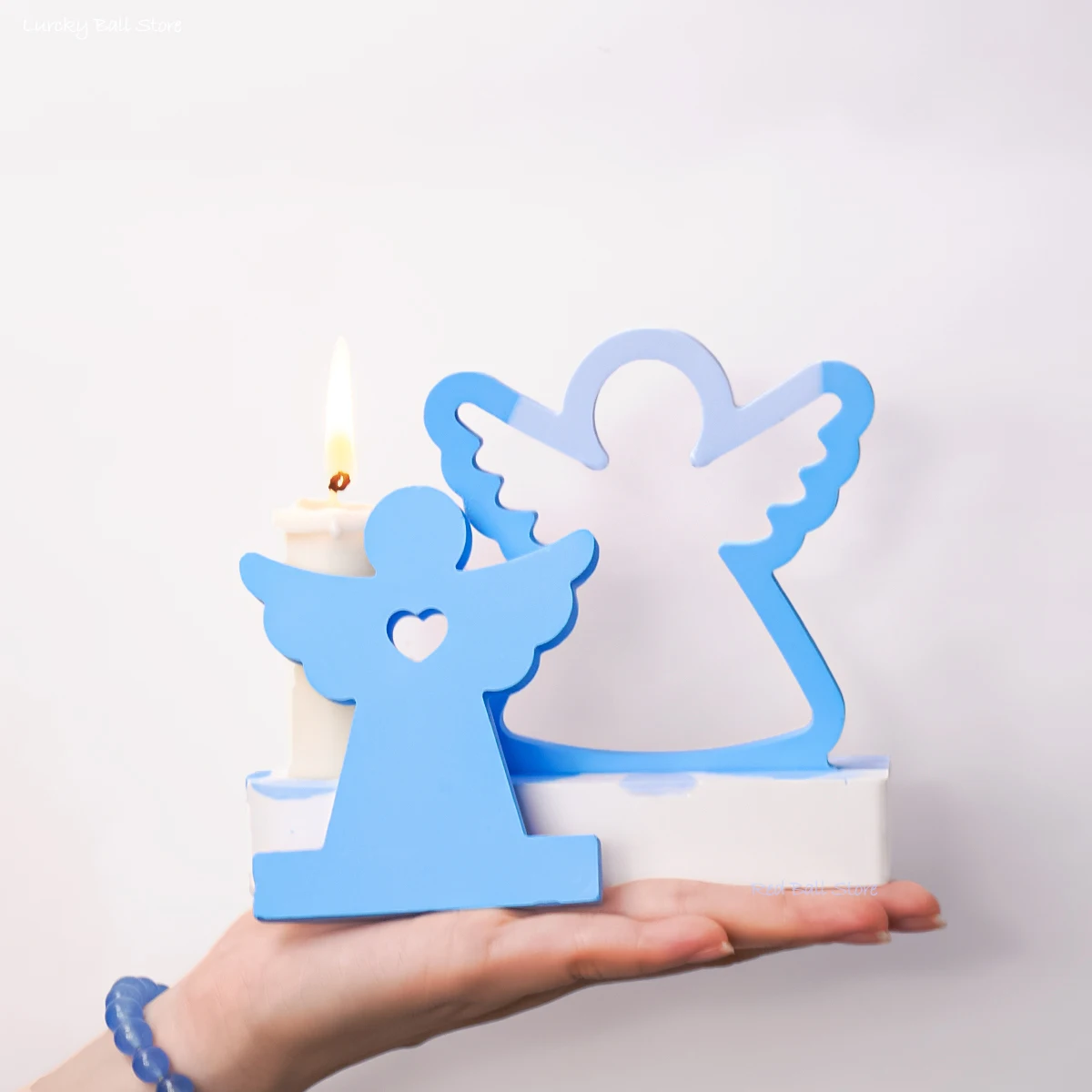 DIY Baptist Angel Wing Candle Holder Silicone Mold Easter Tea Light Cement Gypsum Ornament Mould Resin Tools Eid Home Decor Gift