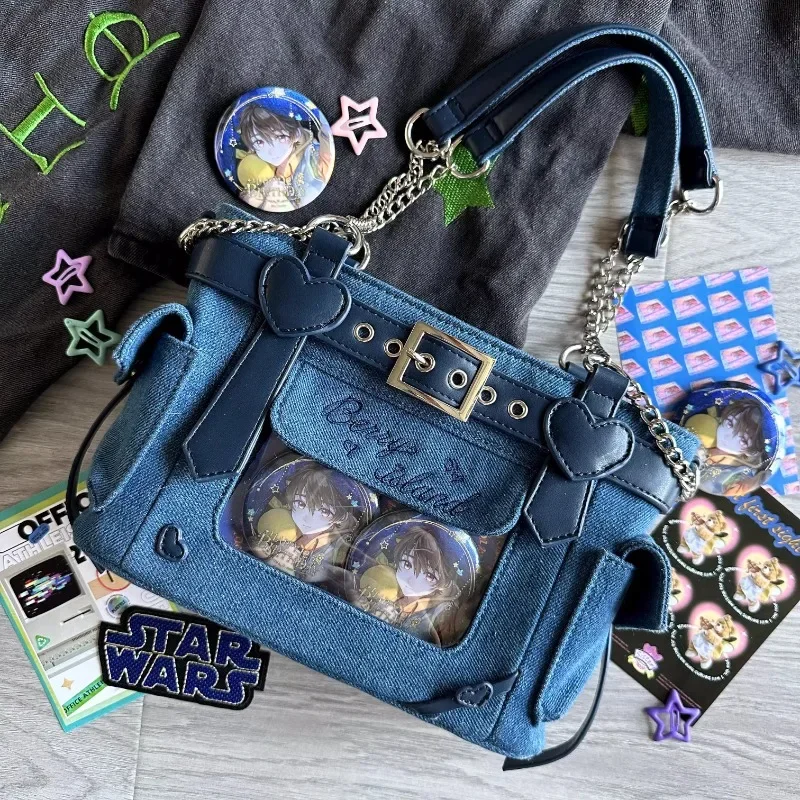 Ita Bag Chic popularne dżinsowe niebieskie torby na ramię dla kobiet słodkie Kawaii torba pod pachami Lolita urocza torba brezentowa Bolsa