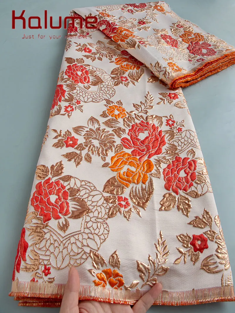 

Позолоченная кружевная ткань Kalume, мягкая африканская французская жаккардовая кружевная ткань, белая нигерийская кружевная ткань для платья F3899