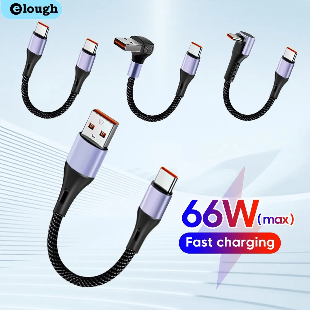 cabo curto USB C de 15cm/30cm para tipo C cabo de carregamento rápido 90 °   Cabo de dados USB C cotovelo para iPhone 15 16 Xiaomi Samsung Power Bank