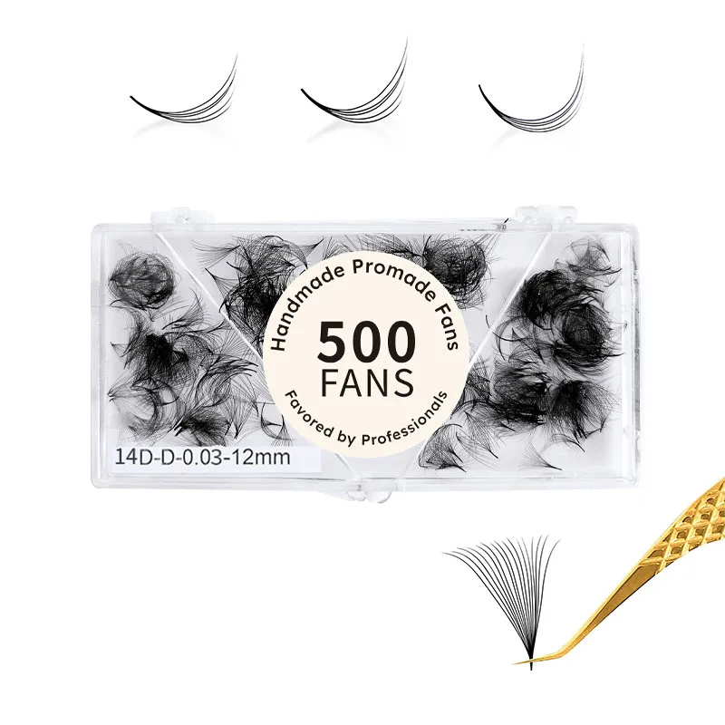 500 Loose Premade Fans Pointy Base Lash Handmade Individual Bulk False Eyelashes Volume Slim Stem Sharp Fans Eyelash Extension