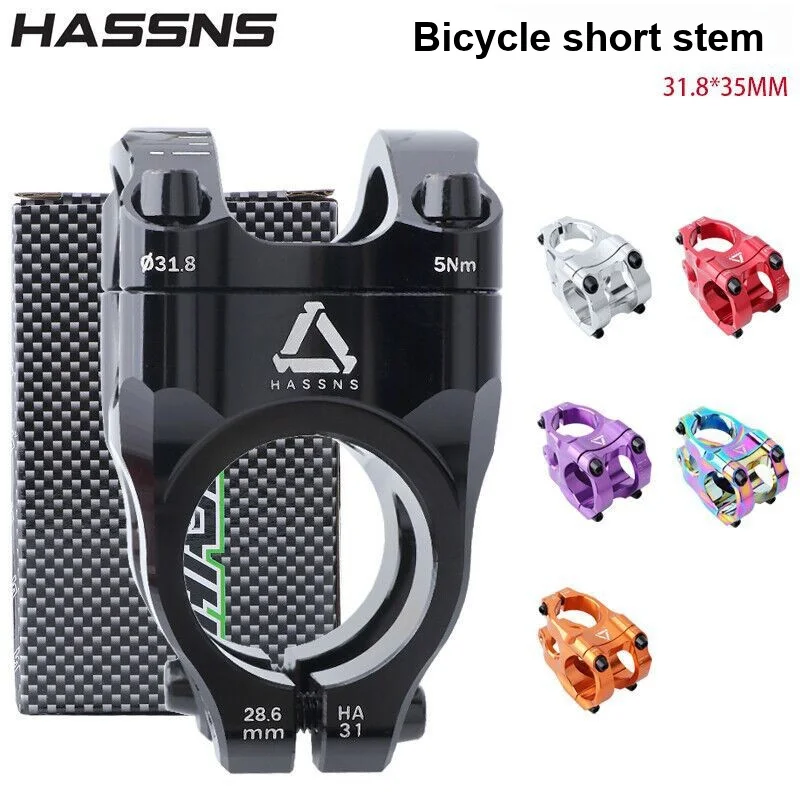 HASSNS 35mm Lenkervorbau 31.8 MTB Rennrad Kurzer Fahrradvorbau für AM FR DH Dirt Jump Aluminium Ultraleichter Hohlkammer-Vorbau – Detail 1