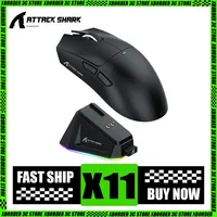 Attack Shark X11 Mouse Three Mode Bluetooth Wireless With Charger Base Rgb Ergonomics Mouse Lightweight Accessory For Computer