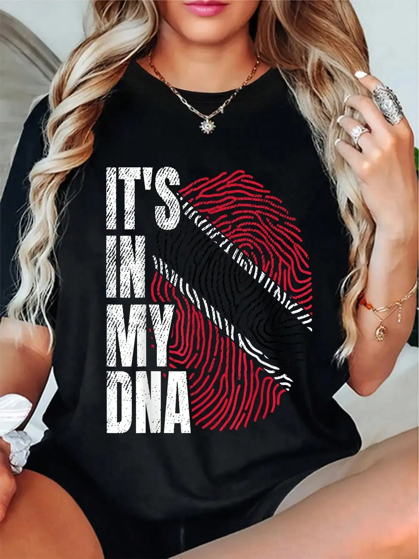 Trinidad And Tobago Flag "It's In My DNA" Graphic T-Shirt – Proud Boy/Girl Design, Casual Tee, Short Sleeve, Round Neck