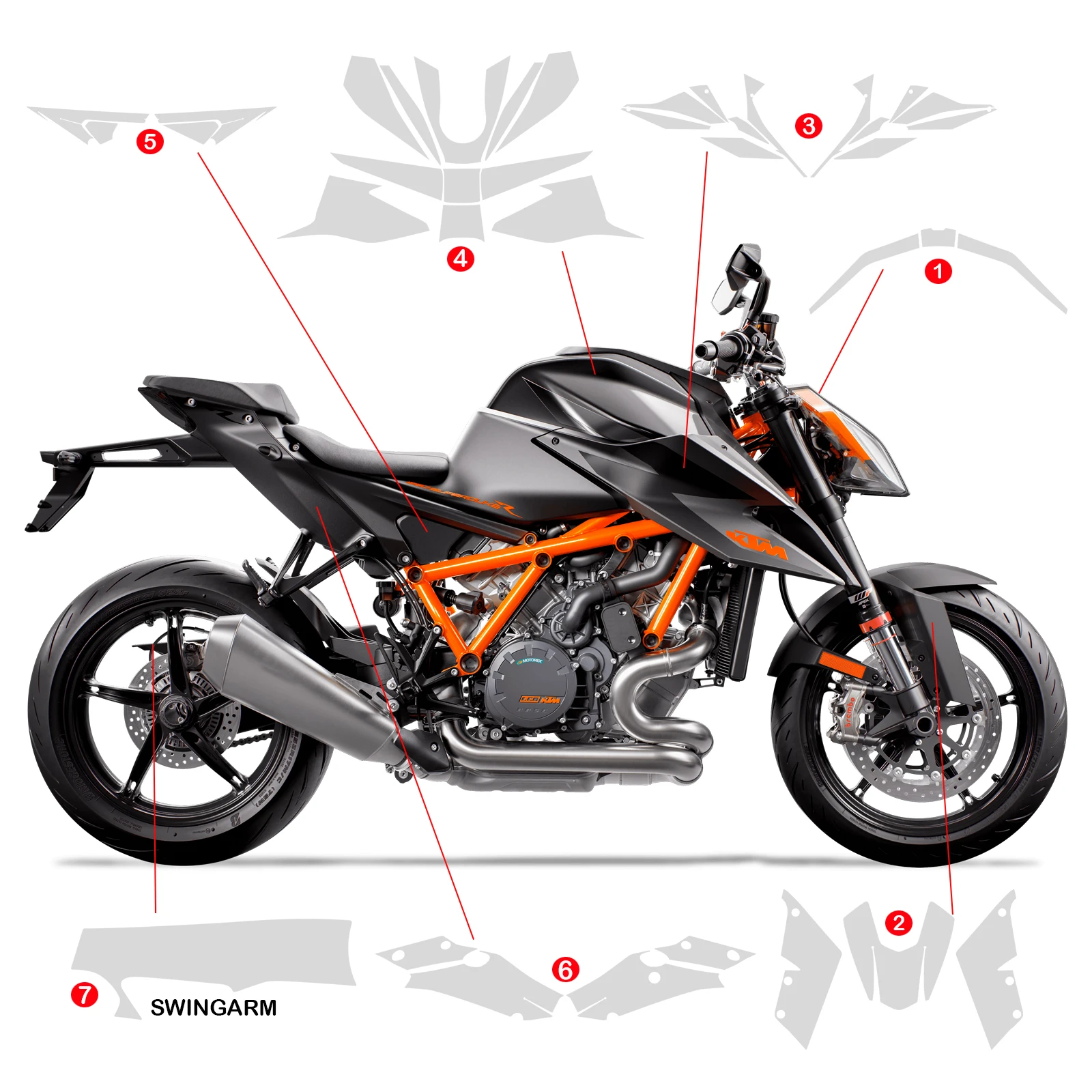 1290 Super Duke R PPF Motorcycle Paint Protection Film For KTM 1290 SUPER DUKE R Fairing Protection 2020-2023 Real TPU Material