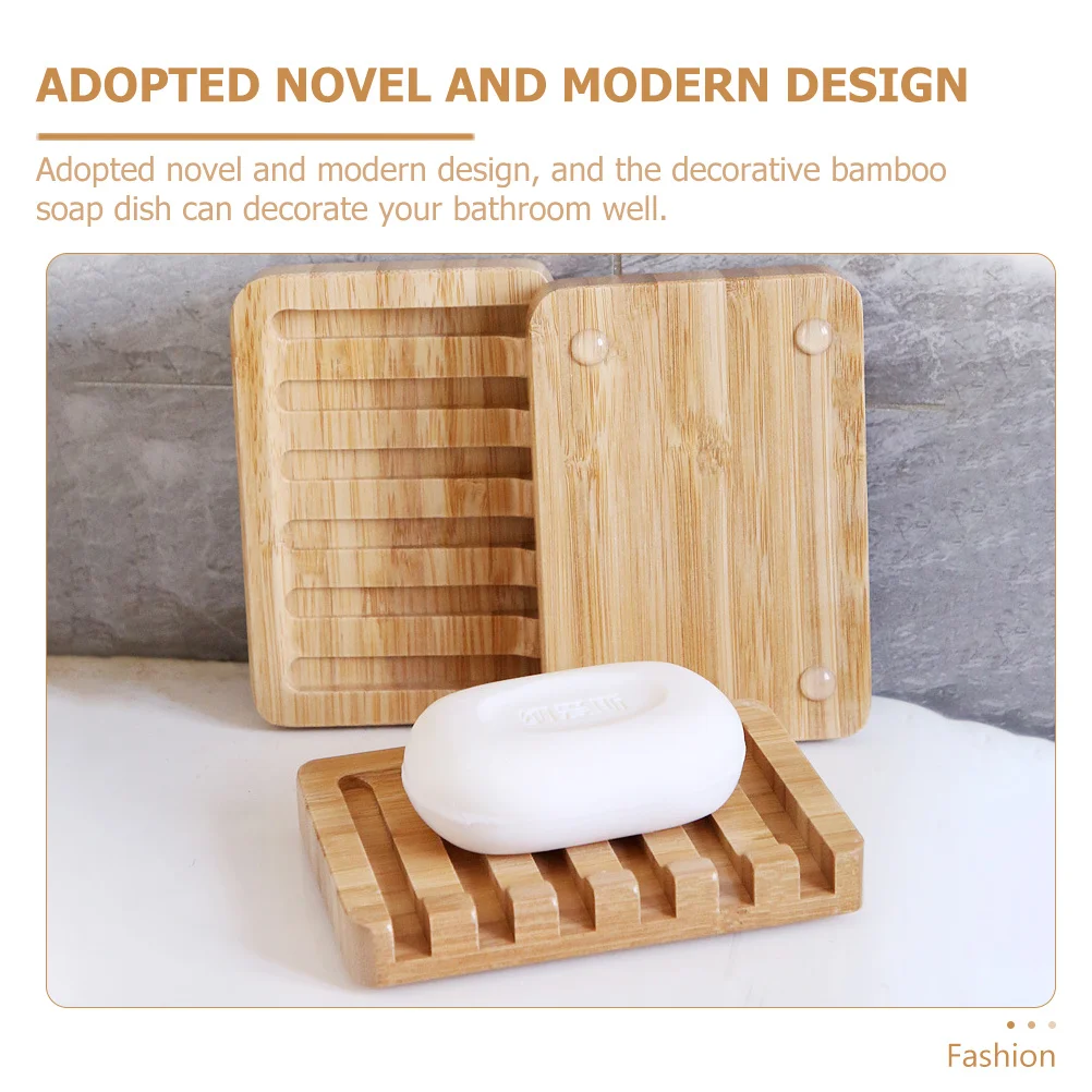 

Bamboo Soap Dish Self Draining Holder Elegant Stable Soap Tray for Bathroom Use Dish Holder Bamboo Container