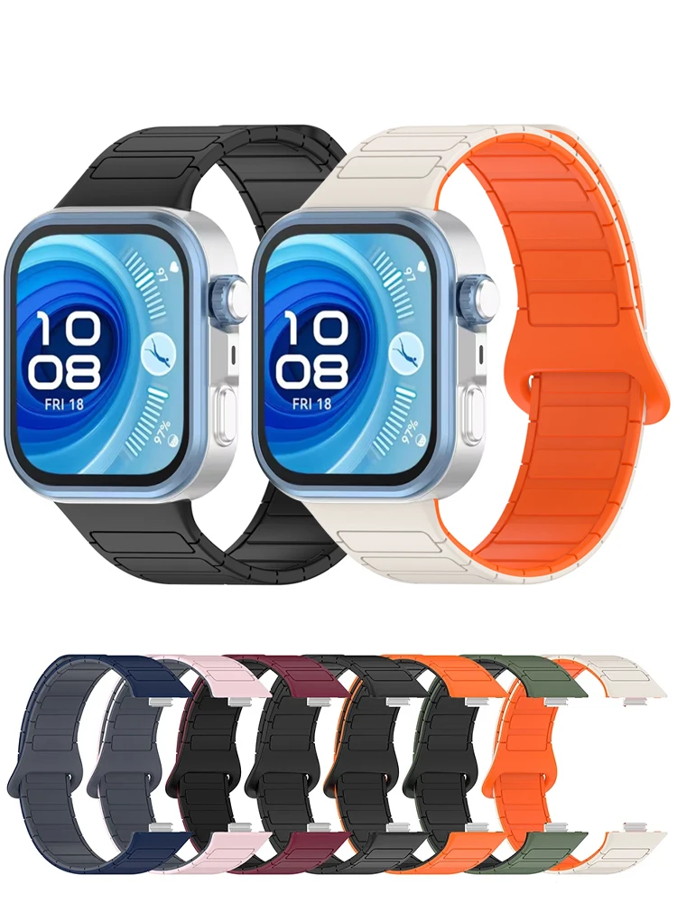 حزام لساعة Huawei Watch Fit 4 Pro/4/3 ملحقات حلقة مغناطيسية من السيليكون حزام بديل كوريا سوار ساعة هواوي فيت 4 حزام
