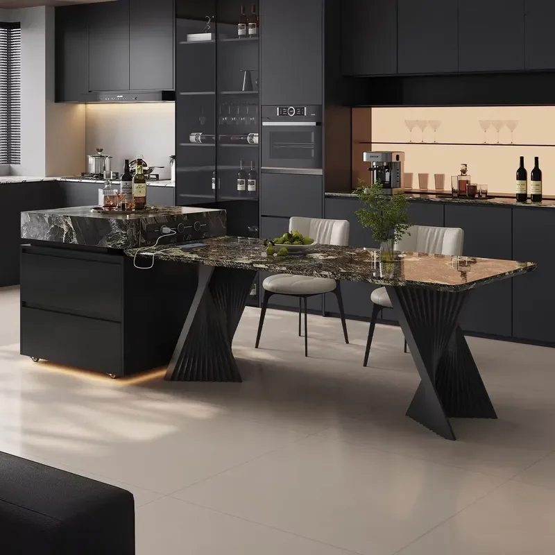 Natural Sintered Stone Island Countertop Dining Table Split Movable Italian Minimalist Designer High-End Stylish