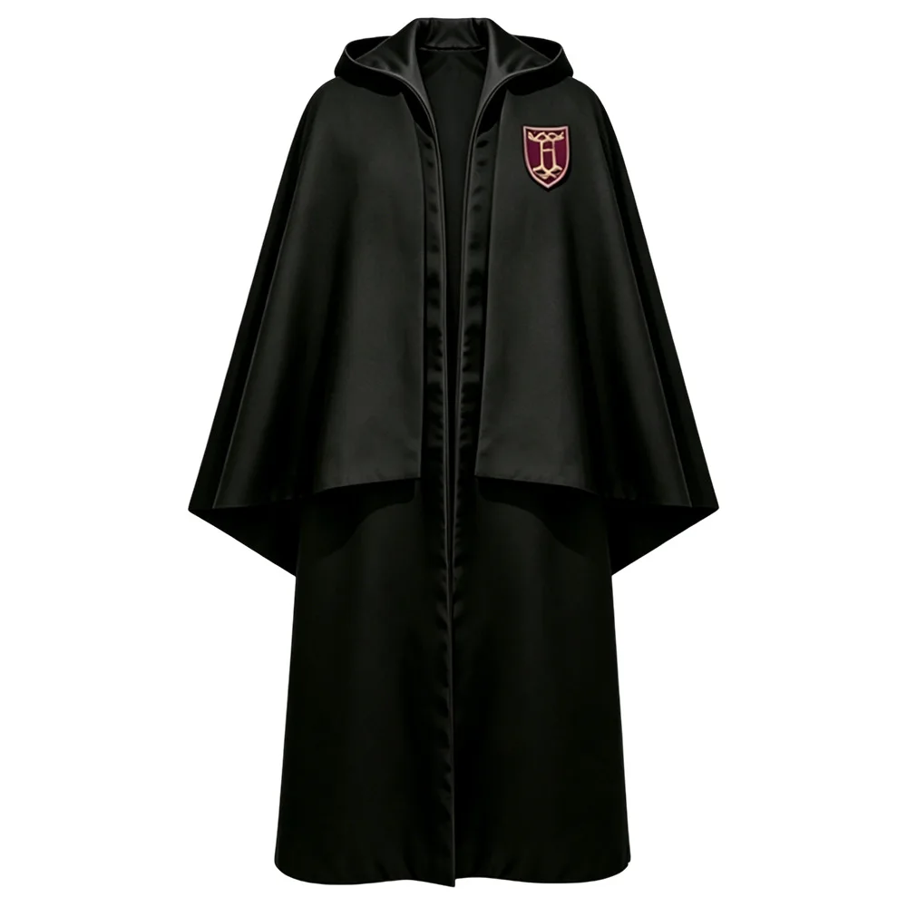 Unisex Magierakademie Kapuzenrobe Cosplay-Kostüm 4 Farben Abzeichen Zaubererumhang Halloween Karneval Party-Outfit für Erwachsene Männer Frauen