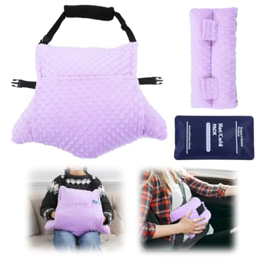 

2 Pcs Shredded Memory Foam Hysterectomy Pillow Set for Abdominal Surgery Recovery Comfy Hysterectomy Seat Belt Pillow with Pock