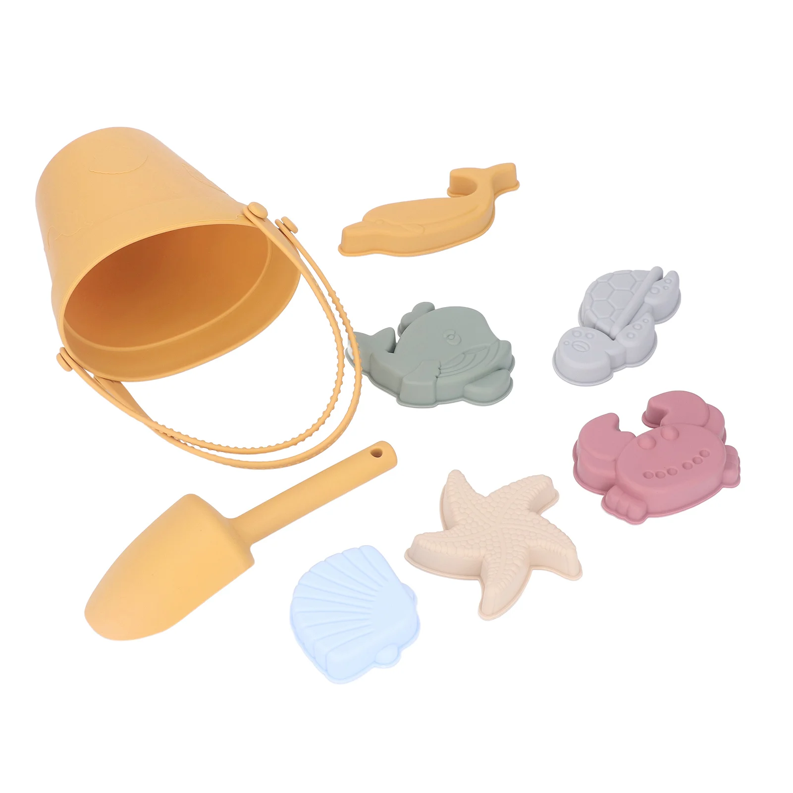 ZK20 Silicone plage seau jouet ensemble interactif léger Portable enfants plage jouets ensemble pour l'été jaune