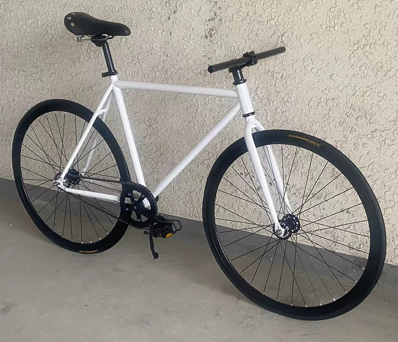 700C Fixed Gear Bike FIXIE Bike Racing 52CM Single Speed Steel Frame Curved Handle Spokes Wheel With Dog Mouth Foot Pedal