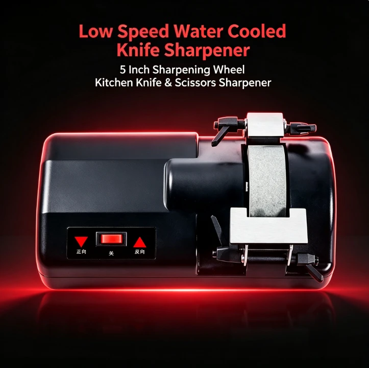 Low‑speed Water‑cooled 5‑inch Home Knife Sharpener Grinding Machine for Kitchen Knives, Butcher Knives, Planer Blades & Scissors