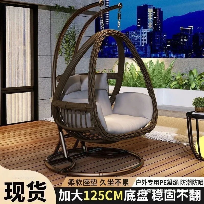 Outdoor Hanging Basket Swing Chair for Home Garden Patio Balcony Indoor Use Nest Style Rattan Hammock Lounge Seat Two Person