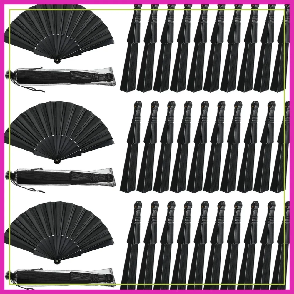 

80 Pcs Silk Wedding Folding Hand Fans Bulk with Plastic Ribs for Party, Gifts, Line Dancing, Home Decor