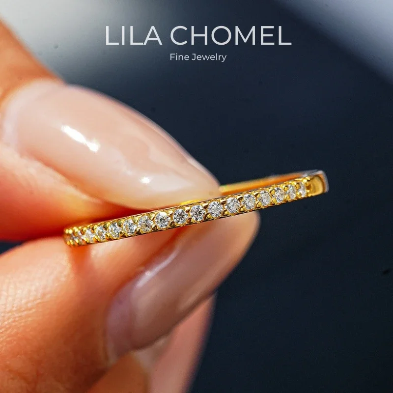 

Daughter Birthday Gift 18K Gold Women Valentine's Day Rings 0.15CT Moissanite Diamond Girl Wedding Band Fine Jewelry Lady Party