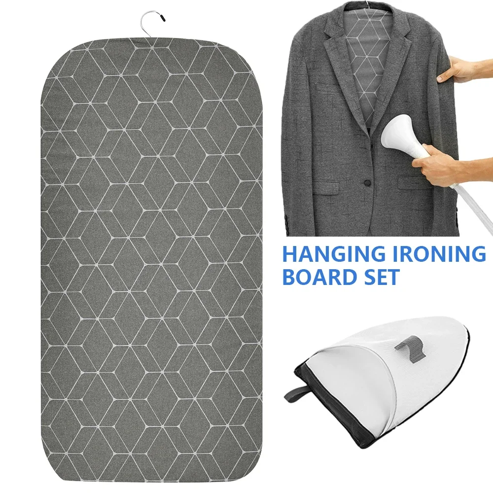 

Hanging Ironing Board Portable Foldable Travel Clothes Steamer Board with Ironing Glove Hanging Steamer Pad for Travel and Home