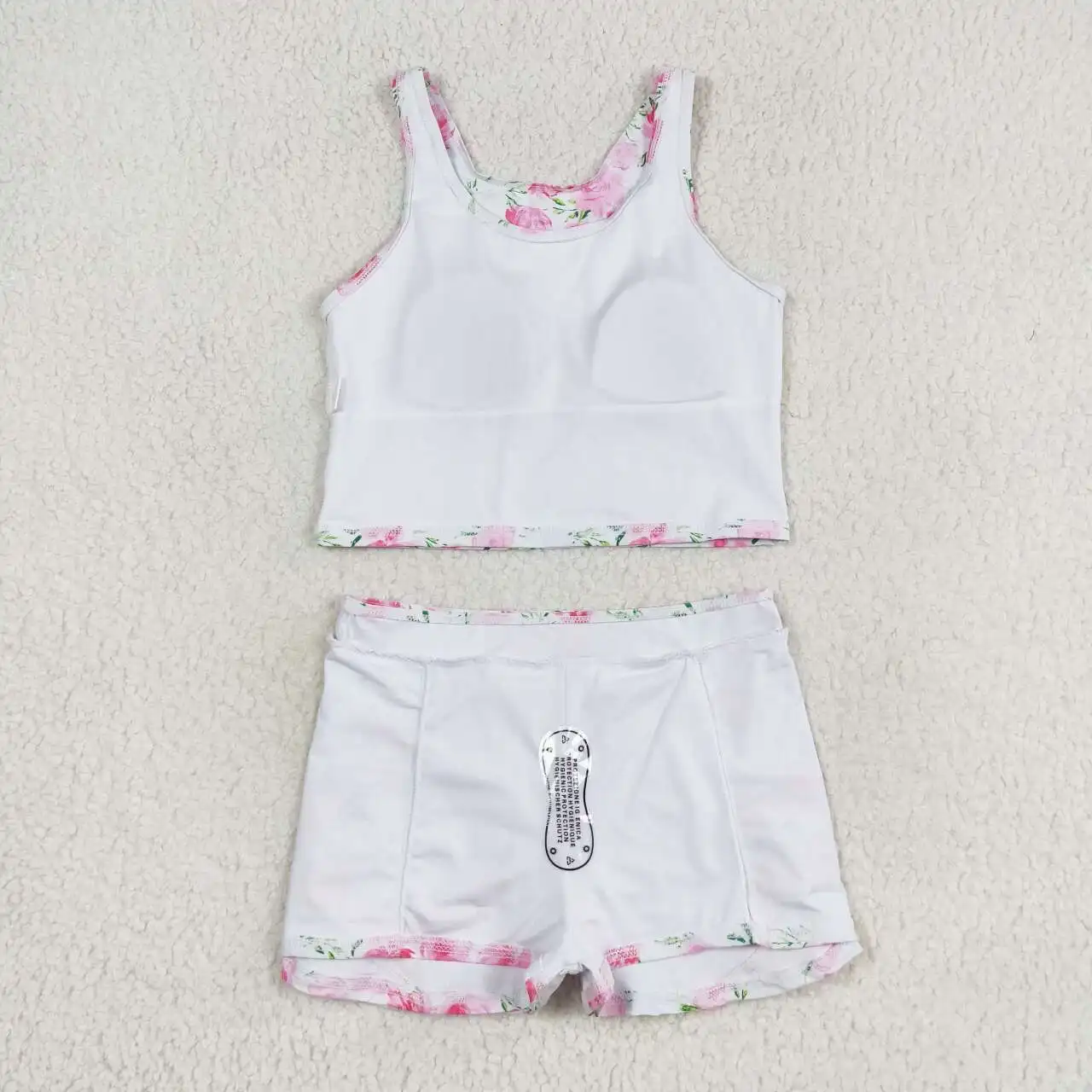 Wholesale summer baby girl clothes pink flower tank skort outfit little girl boutique clothing kids clothes